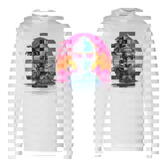 バックプリント 未来派 レトロ ヴェイパーウェーブ サイバーパンク 彫刻 長袖Tシャツ - Kawaiitshirt