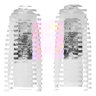 東京 日本 桜 夜景 お土産 長袖Tシャツ - Kawaiitshirt