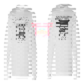 東京、手描き亀戸天神社、東京実業社、日本 長袖Tシャツ - Kawaiitshirt