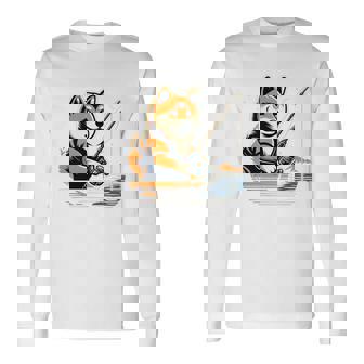 柴犬 犬 イヌ 面白いtシャツ 釣り 釣りバカ 釣り人 メンズ おもしろ 面白い 服 海釣り 川釣り 文字tシャツ 長袖tシャツ 長袖Tシャツ - Kawaiitshirt