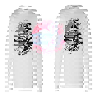 桜 さくら 芸者 富士山 日本のグラフィック 長袖Tシャツ - Kawaiitshirt