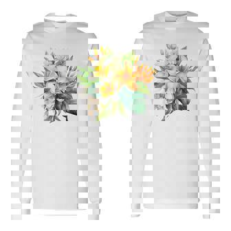 水彩 プルメリア ブーケ シャツ ハワイアン トロピカル フローラル 長袖Tシャツ - Kawaiitshirt