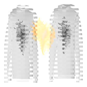 水彩 ムレックス 貝殻 貝殻 ハンティング ビーチコーミング 長袖Tシャツ - Kawaiitshirt