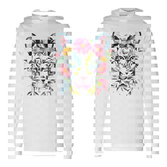 水彩ファンタジー風プーマの花 長袖Tシャツ - Kawaiitshirt