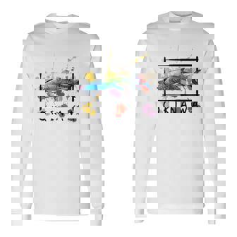 沖縄 ホエールシャークペイント スプラッター かわいい沖縄お土産 長袖Tシャツ - Kawaiitshirt