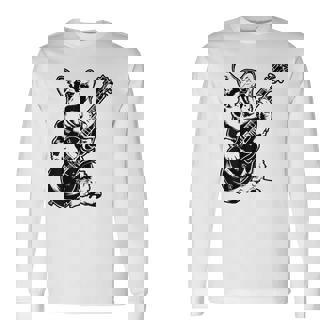 犬 ギタリスト ギター ペンブローク ウェールズ コーギー パパ ママ 長袖Tシャツ - Kawaiitshirt