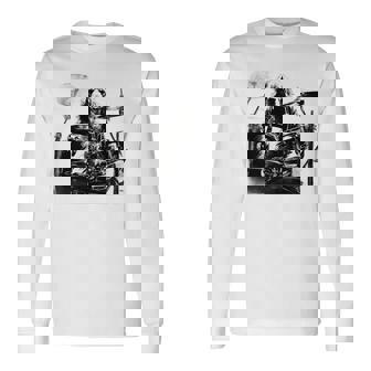 犬がドラムを叩く 長袖tシャツ 長袖Tシャツ - Kawaiitshirt