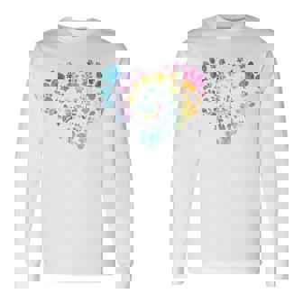 バックプリント 犬の足跡 犬 ペット 足跡 プリント 長袖Tシャツ - Kawaiitshirt