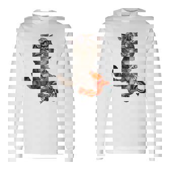 猫 ねこ バイク 長袖Tシャツ - Kawaiitshirt