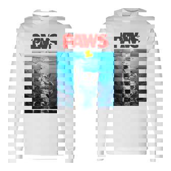 猫 ねこ 海 Paws アヒル 長袖Tシャツ - Kawaiitshirt