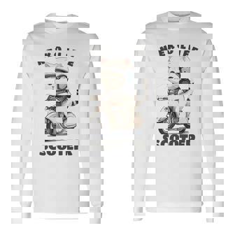 猫 ネコ 白猫 イラスト 原付 スクーター バイク 猫好き バイク好き かわいい おもしろ レトロ Neko Life 長袖tシャツ 長袖Tシャツ - Kawaiitshirt