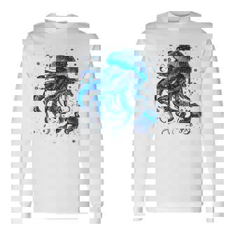 生物発光と水中世界クラゲ 長袖Tシャツ - Kawaiitshirt