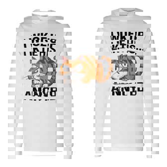 皮肉な猫好き 面白い 内向的 反社会的 不機嫌そうなキティ 長袖Tシャツ - Kawaiitshirt