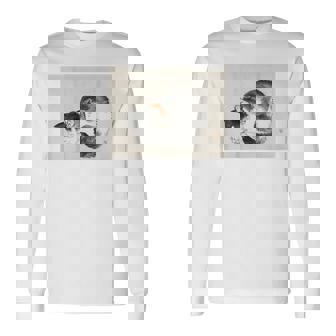 眠れる猫 子猫 このばいれい 日本 美術 絵画 かわいい 墨 長袖Tシャツ - Kawaiitshirt