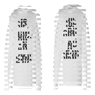 立ち上がって、頑張って、優しくして、ジム、ハッスル、成功、モチベーション 長袖Tシャツ - Kawaiitshirt