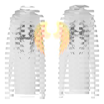 背中には金色の天使の羽 長袖Tシャツ - Kawaiitshirt