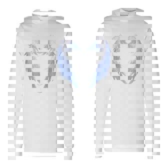 背面に美しい白い天使の羽のデザイン 長袖Tシャツ - Kawaiitshirt