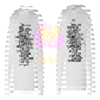 花を持つヨークシャー テリア 長袖tシャツ 長袖Tシャツ - Kawaiitshirt