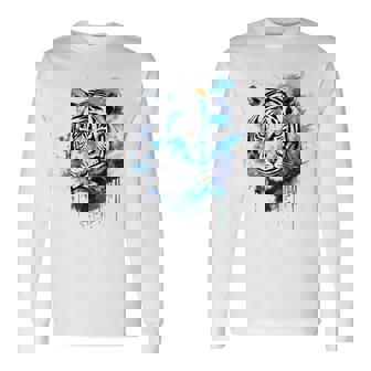 虎のアートワーク 動物園の動物 虎 長袖Tシャツ - Kawaiitshirt