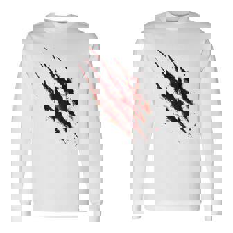 血まみれのシャツ ハロウィン ゾンビ 爪 マーク 血のはね 長袖Tシャツ - Kawaiitshirt