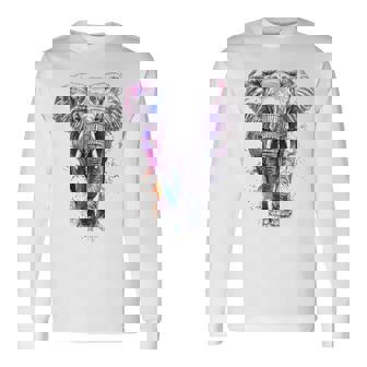 象 抽象画 モチーフ 動物 恋人 アート 象 長袖Tシャツ - Kawaiitshirt