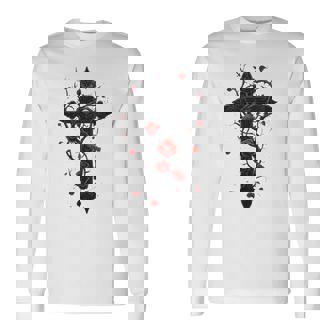 赤いバラのゴシック・クロス 長袖tシャツ 長袖Tシャツ - Kawaiitshirt