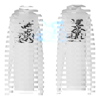 趣味のサイクリストのためのおしゃれな面白いロードバイク猫。 長袖Tシャツ - Kawaiitshirt