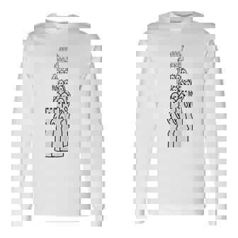 踊るはにわ大行列 はにわ ハニワ 埴輪 土偶 古墳 阿波踊り 宇宙人 かわいい シュール ワンポイント 長袖Tシャツ - Kawaiitshirt