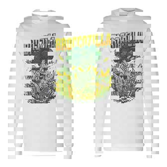 都市を攻撃する巨大なブロッコリーモンスター面白いブロッコリー 長袖Tシャツ - Kawaiitshirt