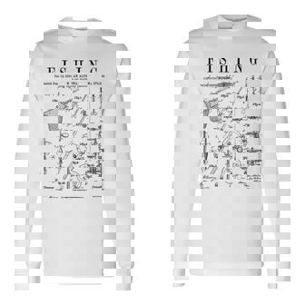 釣り ロッド タックル リール ルアー フィッシャーマン ヴィンテージ 特許 プリント 長袖Tシャツ - Kawaiitshirt