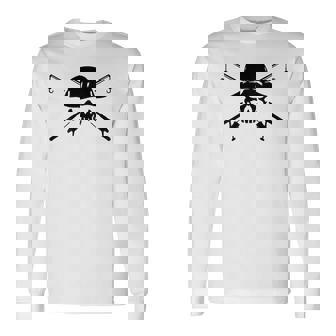 釣り帽子 釣り竿 スカル フィッシング バックプリント 長袖Tシャツ - Kawaiitshirt