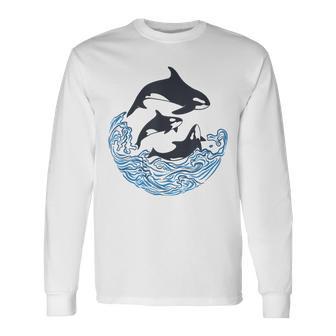 面白tシャツ シャチ 海 クジラ サメ おもしろ かわいい グッズ 服 ネタ メンズ オリジナル 夏 長袖Tシャツ - Kawaiitshirt