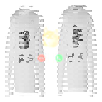 面白いtシャツ 柴犬 着信 イヌ わんこ メンズ 犬好き グッズ かわいい おもしろ 面白い 服 ネタ 長袖tシャツ 長袖Tシャツ - Kawaiitshirt