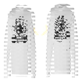 面白いチキンレッグバーベルワークアウトジム。 長袖Tシャツ - Kawaiitshirt