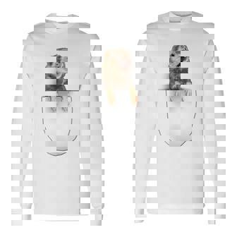 面白いペットフェレット ポケットの中のファニー フェレット 長袖Tシャツ - Kawaiitshirt