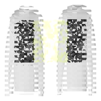 面白い猫のカモフラージュカモフラージュパターンペット猫 長袖Tシャツ - Kawaiitshirt