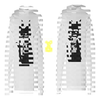 面白い黒猫はビールが大好きおもしろいビール好き 長袖Tシャツ - Kawaiitshirt
