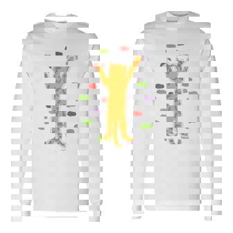 面白くてかわいいボルダーロッククライミングキャット背中にプリント 長袖Tシャツ - Kawaiitshirt