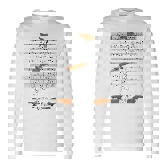 音符で遊ぶ面白いカモノハシ 長袖Tシャツ - Kawaiitshirt