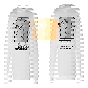 食パン 顔 イラスト かわいい おもしろ 面白い 簡単 シンプル ゆるい 食パン好き 長袖Tシャツ - Kawaiitshirt