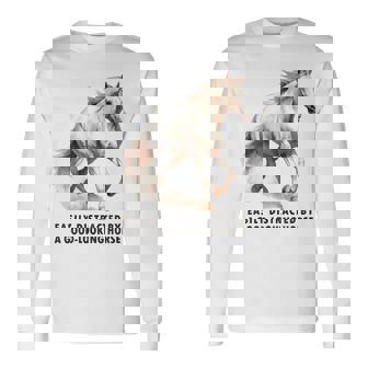 馬の水彩画、乗馬、優雅な高速ランニング馬 長袖Tシャツ - Kawaiitshirt