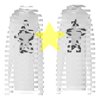 黄色い星と黒のアウトライン 長袖Tシャツ - Kawaiitshirt