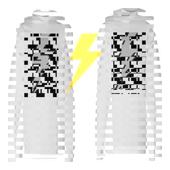 黄色の稲妻チェッカー審美的レーシング 長袖tシャツ 長袖Tシャツ - Kawaiitshirt