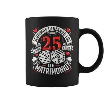 25 Años De Matrimonio Dados Regalo Original Aniversario Boda Taza de café - Regaloses