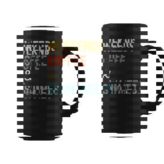 2 Weekends Coffee Swim Meets Swimmer M -Adults Black Small Cotton Polyester Short Sleeve Coffee Mug - Thegiftio UK
