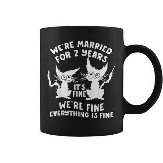 2º Aniversario De Boda 2 Años De Casados Está Bien Gato Taza de café - Regaloses