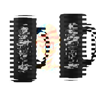 4Th Of July Baseball Drip Ice Cream Cone American Flag Coffee Mug - Monsterry
