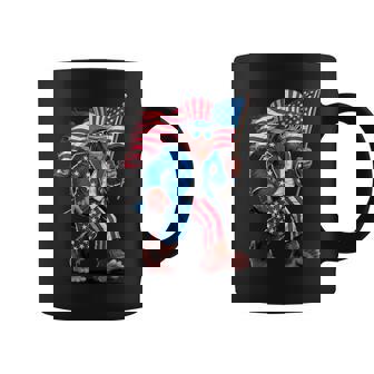 4Th Of July Patriotic American Bigfoot Sasquatch Usa Flag Coffee Mug - Monsterry