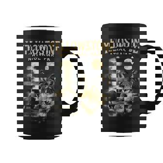 90S Yellowstone National Park Wolf And Bison Vintage Coffee Mug | Seseable CA