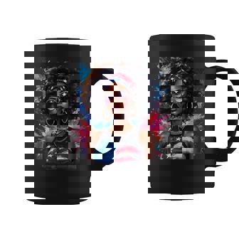 African American Afro 4Th Of July Freedom Black Coffee Mug | Mazezy